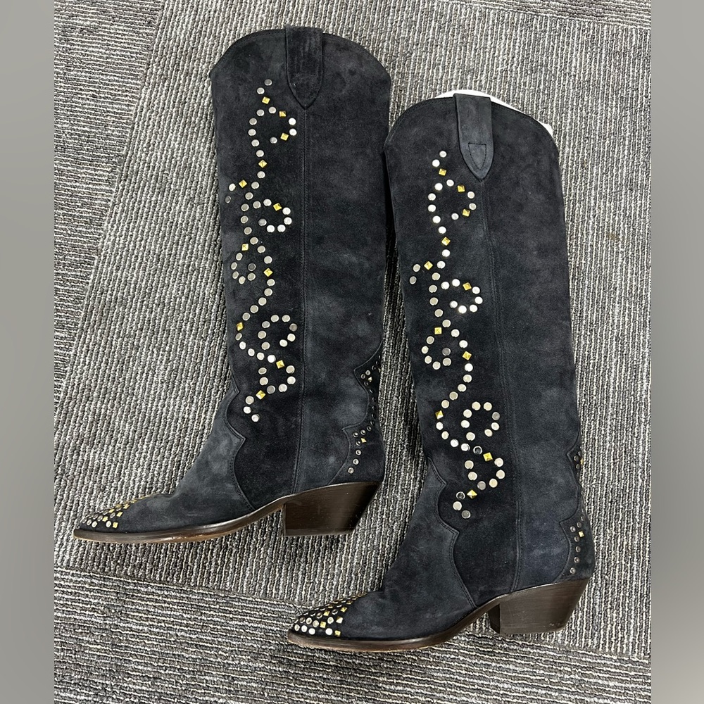 ISABEL MARANT COWBOY DUERTO BOOTS WESTERN STUD TALL BOOTS SUEDE COWGIRL